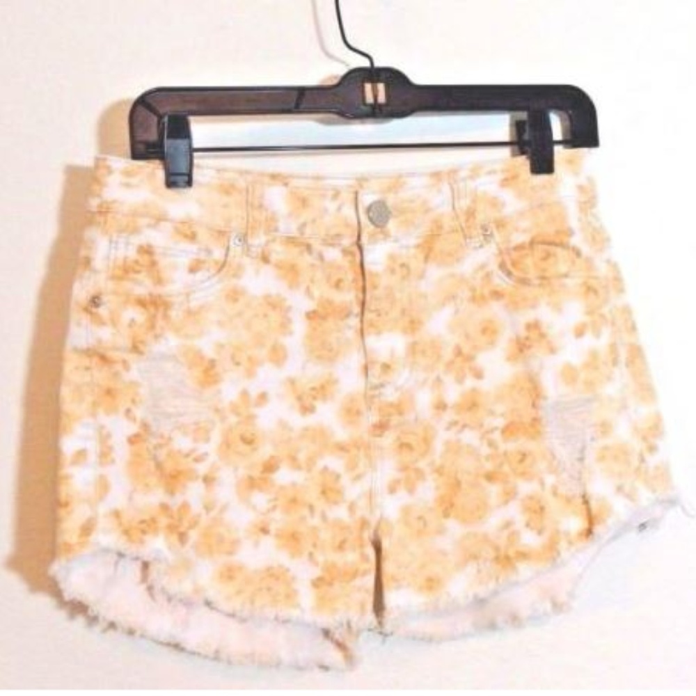 Sapphire Ink Juniors 9 Orange Floral Print Shorts
